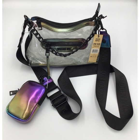 NWT Steve Madden NYC Iridescent Womans Clear Crossbody Stadium & Arena Approved - Picture 1 of 13
